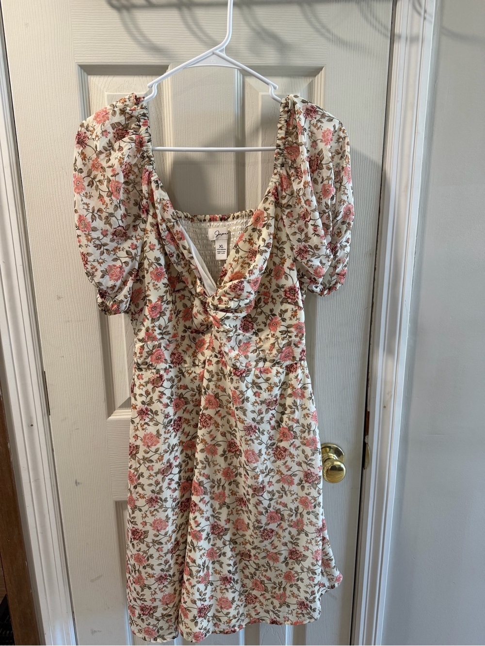 Jag Jeans Floral Midi Dress in Pink & Cream